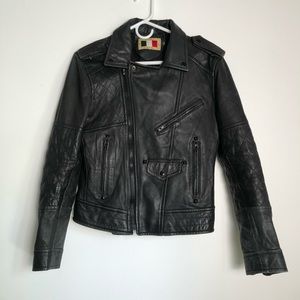 Skinny leather biker jacket